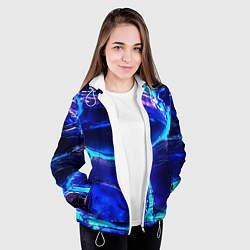 Куртка с капюшоном женская Объемные плиты в неоновом свечение, цвет: 3D-белый — фото 2