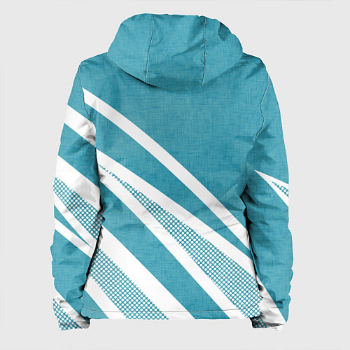 Женская куртка Бело-голубой абстракция с полосами / 3D-Белый – фото 2