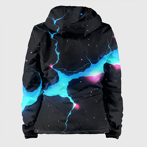 Женская куртка Голубой разлом в черной текстуре / 3D-Белый – фото 2