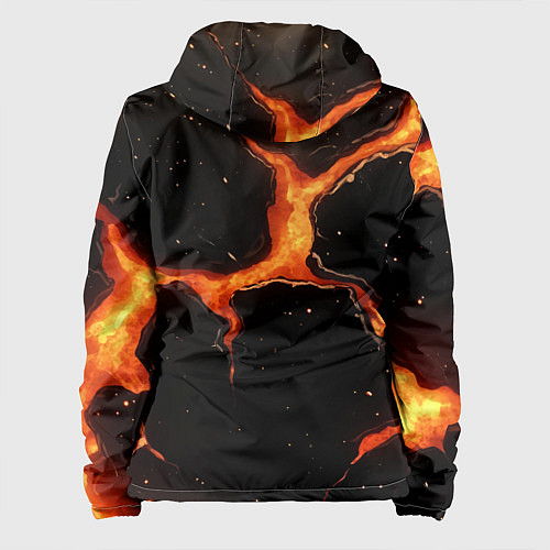 Женская куртка Оранжевый разлом на черной текстуре / 3D-Белый – фото 2
