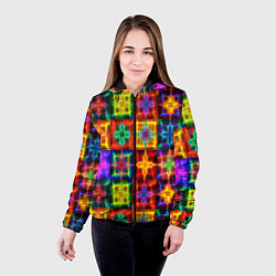 Куртка с капюшоном женская Неоновое стекло абстракция, цвет: 3D-черный — фото 2