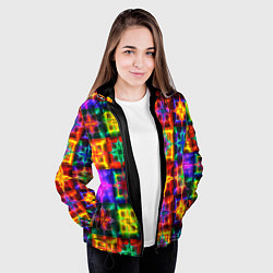 Куртка с капюшоном женская Неоновое стекло абстракция, цвет: 3D-черный — фото 2