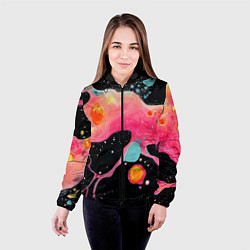 Куртка с капюшоном женская Розовая текстура в черном, цвет: 3D-черный — фото 2