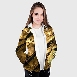 Куртка с капюшоном женская Золото с черной текстурой, цвет: 3D-белый — фото 2