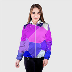 Куртка с капюшоном женская Сине-розовый крупные фрагменты, цвет: 3D-белый — фото 2