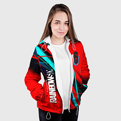 Куртка с капюшоном женская Rainbow six геометрия полосы, цвет: 3D-белый — фото 2