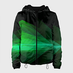 Женская куртка Неоновая зеленая абстракция на черном фоне