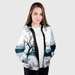 Куртка с капюшоном женская Дерево в море, цвет: 3D-черный — фото 2
