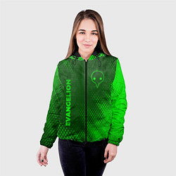Куртка с капюшоном женская Evangelion - green gradient вертикально, цвет: 3D-черный — фото 2