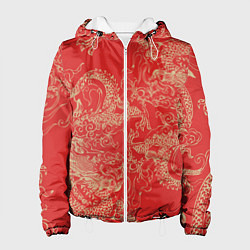 Женская куртка Золотые драконы на красном