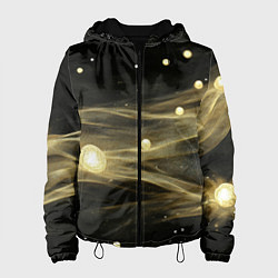 Куртка с капюшоном женская Золотистый свет на черной текстуре, цвет: 3D-черный