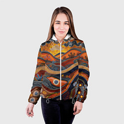 Куртка с капюшоном женская Горы и холмы в виде узоров, цвет: 3D-белый — фото 2