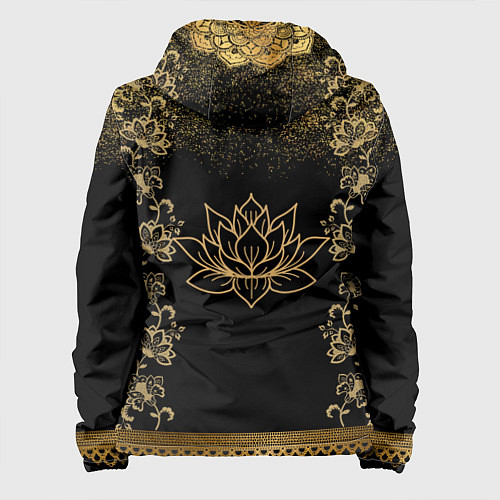 Женская куртка Лотос мандала и символ Ом с золотыми узорами / 3D-Черный – фото 2