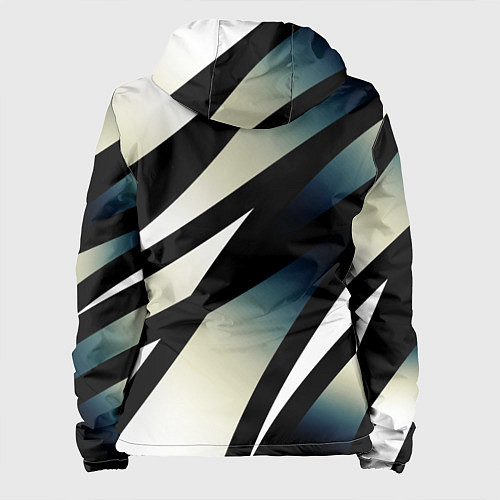 Женская куртка Чёрно-белый с синим затемнением полосы / 3D-Черный – фото 2