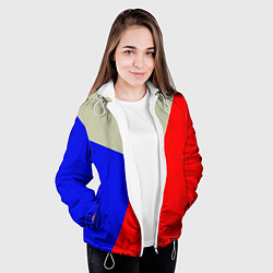 Куртка с капюшоном женская Серо-сине-красный трёхцветный, цвет: 3D-белый — фото 2