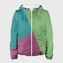 Женская куртка Сине-зелёно-розовый тёмный трёхцветный