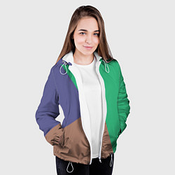 Куртка с капюшоном женская Триада зелёный фиолетовый и коричневый геометричны, цвет: 3D-белый — фото 2