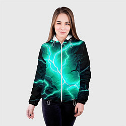 Куртка с капюшоном женская Color light blue black, цвет: 3D-белый — фото 2