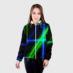 Куртка с капюшоном женская Color blue black green, цвет: 3D-белый — фото 2