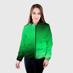 Куртка с капюшоном женская Чёрно-зелёный градиент пополам, цвет: 3D-черный — фото 2