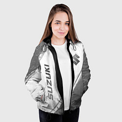 Куртка с капюшоном женская Suzuki - white gradient вертикально, цвет: 3D-черный — фото 2