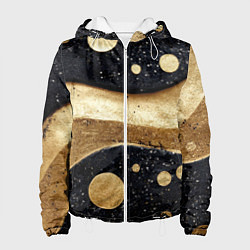 Куртка с капюшоном женская Золотая объемная абстракция - текстура, цвет: 3D-белый