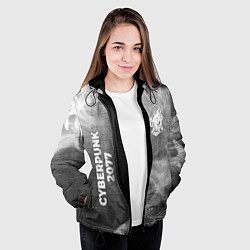Куртка с капюшоном женская Cyberpunk 2077 - grey gradient вертикально, цвет: 3D-черный — фото 2