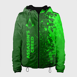 Куртка с капюшоном женская Assassins Creed - green gradient по-вертикали, цвет: 3D-черный