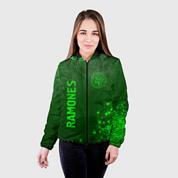 Куртка с капюшоном женская Ramones - green gradient вертикально, цвет: 3D-черный — фото 2