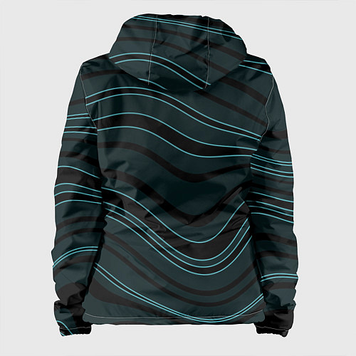 Женская куртка Тёмный синий волнистые полосы / 3D-Черный – фото 2