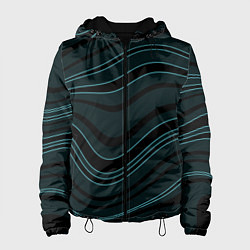 Куртка с капюшоном женская Тёмный синий волнистые полосы, цвет: 3D-черный
