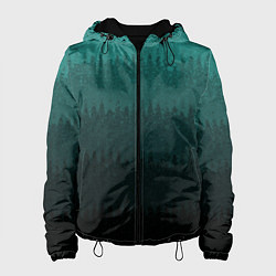 Куртка с капюшоном женская Тёмный бирюзовый градиент текстурный полосы, цвет: 3D-черный