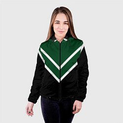 Куртка с капюшоном женская Зелёный с чёрным и белые полосы, цвет: 3D-черный — фото 2