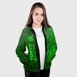 Куртка с капюшоном женская Tokyo Ghoul - green gradient по-вертикали, цвет: 3D-черный — фото 2