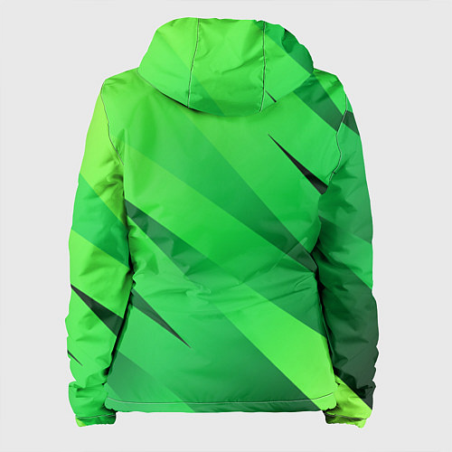 Женская куртка Сочный зелёный абстрактные полосы / 3D-Черный – фото 2