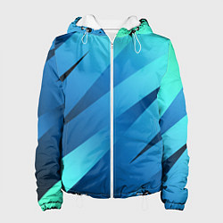 Куртка с капюшоном женская Сине-голубой абстрактные полосы, цвет: 3D-белый
