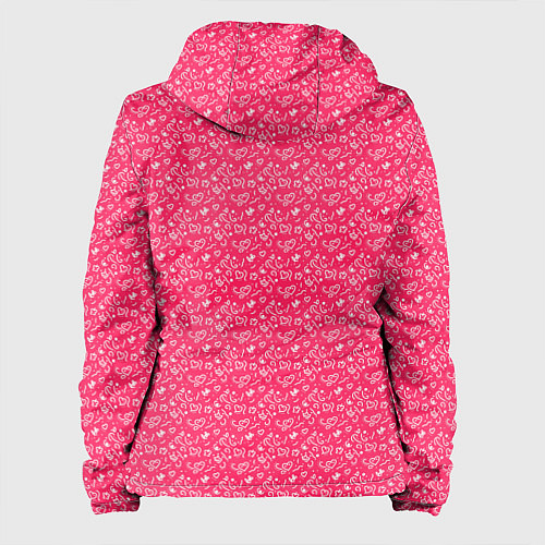 Женская куртка Розовый паттерн с маленькими сердечками / 3D-Белый – фото 2