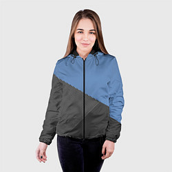 Куртка с капюшоном женская Сине-серый геометричный, цвет: 3D-черный — фото 2
