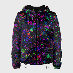 Куртка с капюшоном женская Чёрный с разноцветными брызгами, цвет: 3D-черный