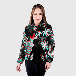 Куртка с капюшоном женская Pubg тропики глитч, цвет: 3D-черный — фото 2