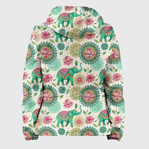 Женская куртка Слоны и мандалы паттерн в индийской стилистике / 3D-Белый – фото 2