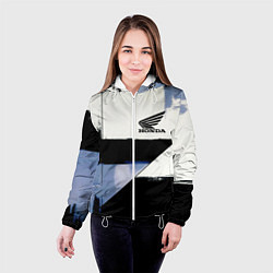 Куртка с капюшоном женская Honda логотип, цвет: 3D-белый — фото 2