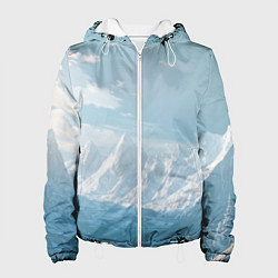 Куртка с капюшоном женская Снежный горный хребет светло-голубой, цвет: 3D-белый