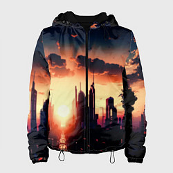 Женская куртка Пейзаж город будущего закат