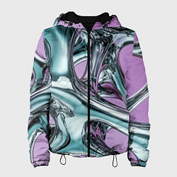 Куртка с капюшоном женская Металлическая абстракция на фиолетовом фоне, цвет: 3D-черный
