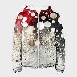 Куртка с капюшоном женская Красно-белый текстурный фон, цвет: 3D-белый