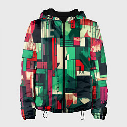 Женская куртка Абстракция красно-зелёный геометричный