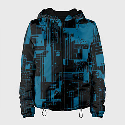 Куртка с капюшоном женская Чёрно-синий абстракция геомтеричный, цвет: 3D-черный