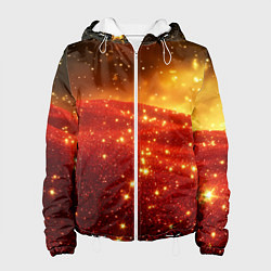 Куртка с капюшоном женская Красно-желтая блестящая текстура, цвет: 3D-белый