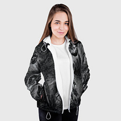 Куртка с капюшоном женская Черепа лошадей - эскиз, цвет: 3D-белый — фото 2